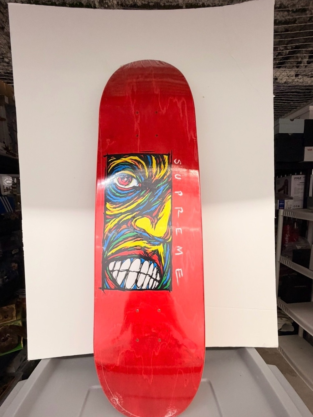 Supreme Red Skate Deck with Multicolor Expression Graphic